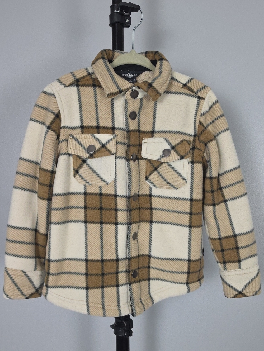 Eddie Bauer Kids Sherpa Lined Snap Front Plaid Shirt Jacket(Shacket) Size 4